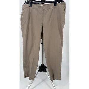 Eileen Fisher‎ Ankle Zip Pants XL Taupe Organic Cotton Stretch Career Minimalist